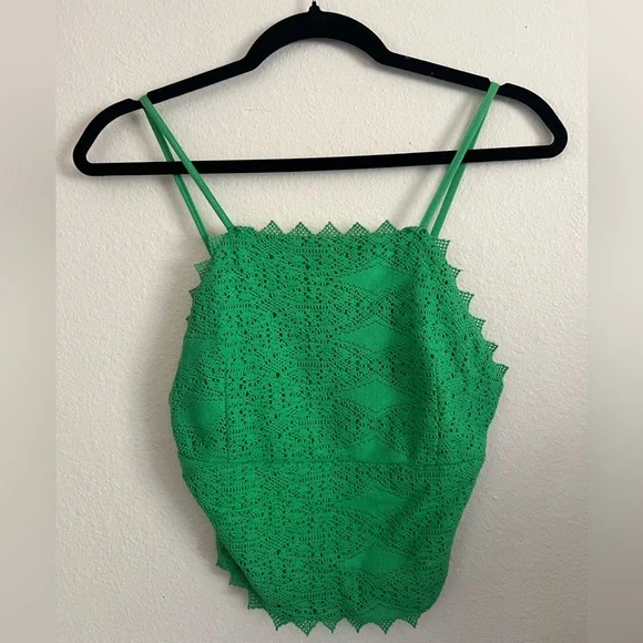 Topshop Green Crochet Crop Top - Picture 1 of 3